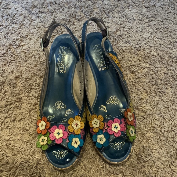 L'artiste Springstep Navy floral Leather Shoes size 42 - Picture 2 of 6